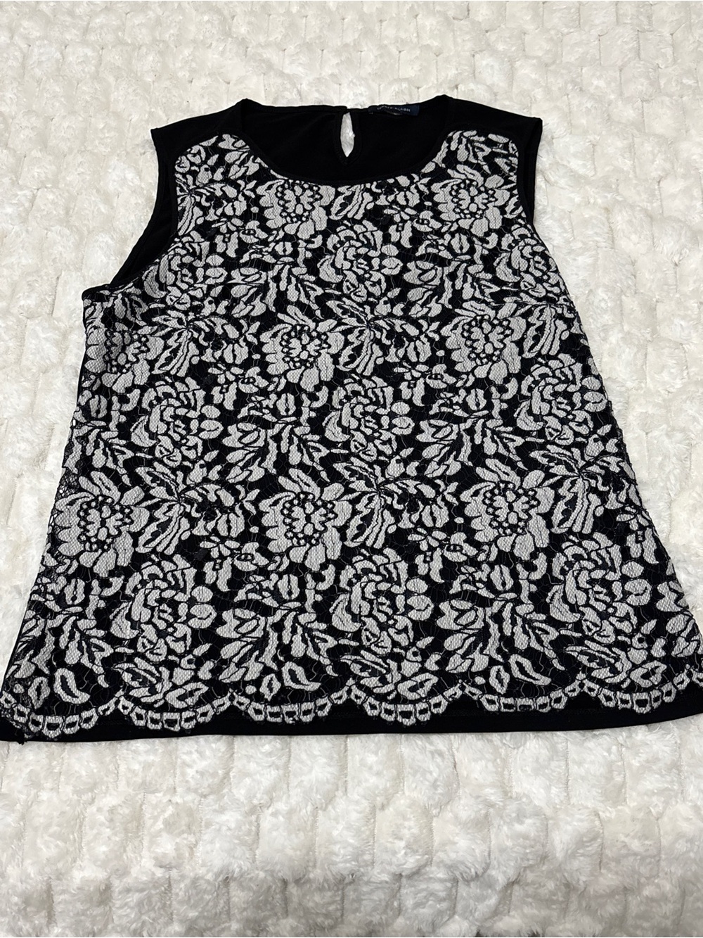 Tommy Hilfiger Black Camisole with White Floral Lace Overlay